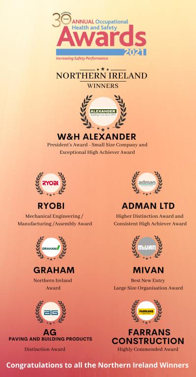 Northern Ireland Winners of the 2021 All Ireland Safety Awards